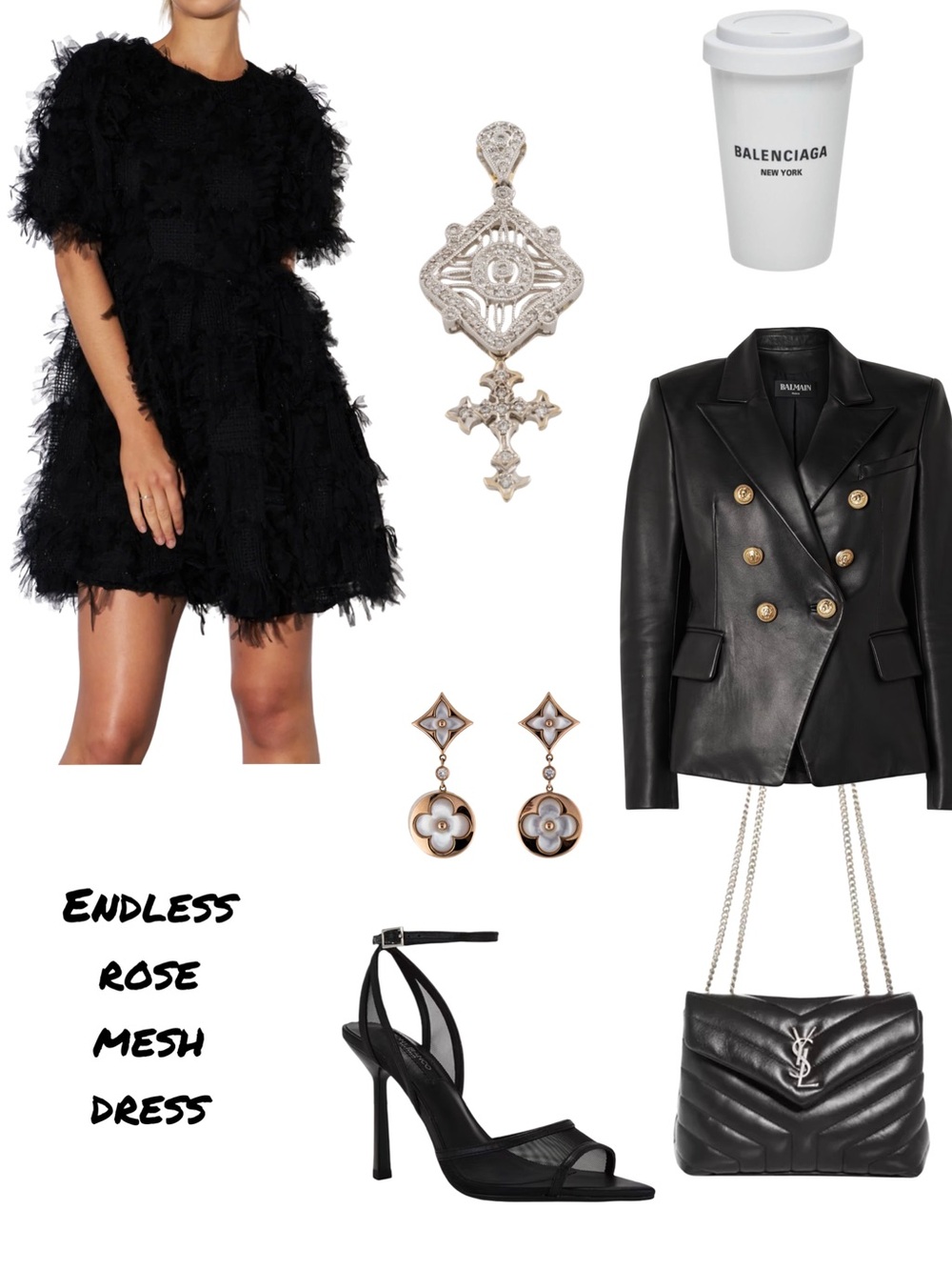 Endless Rose Black Tulle Mesh Fringe Dress